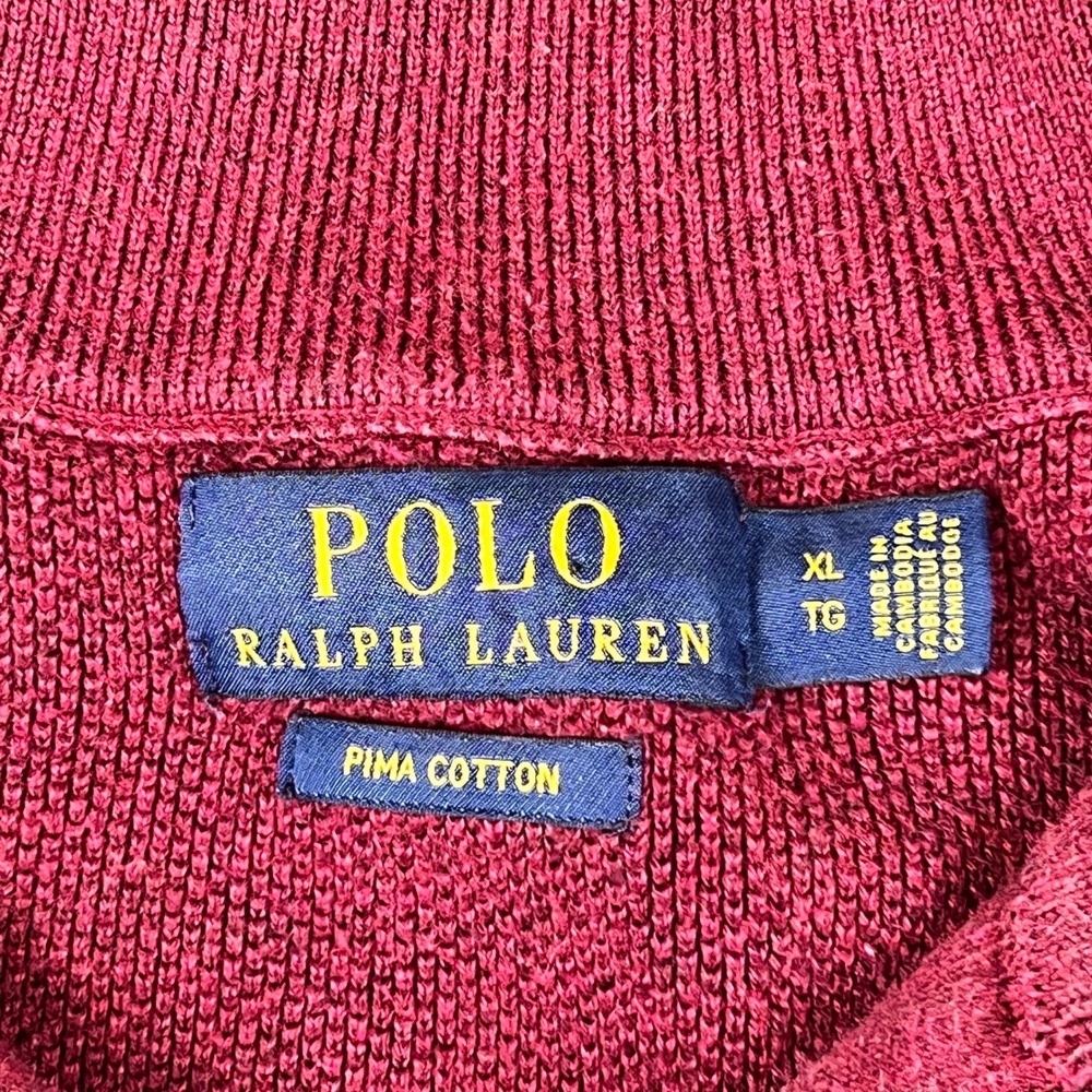 Polo Ralph Lauren 1/4 Zip Sweater Mens XL Red Pima Cotton Pullover Knit Pony - Picture 3 of 10